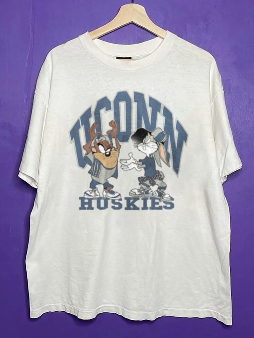 Vintage NCAA UConn Huskies Looney Tunes Shirt, University of Connecticut Shirt